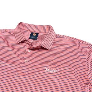 Donald Ross Sport MoreFar Golf Club Polo in Peach Stripe, Men’s size XL